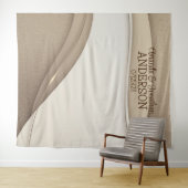 Eleganter Beige Champagne Gold Wave Wedding Hinter Wandteppich (Beispiel (Horizontal))