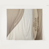 Eleganter Beige Champagne Gold Wave Wedding Hinter Wandteppich (Vorderseite (Horizontal))