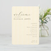 Eleganter Beige gestreifter Hochzeitsplan Programm (Stehend Vorderseite)