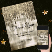 Eleganter beige goldtropfender Glitzer vielen Dank Karte