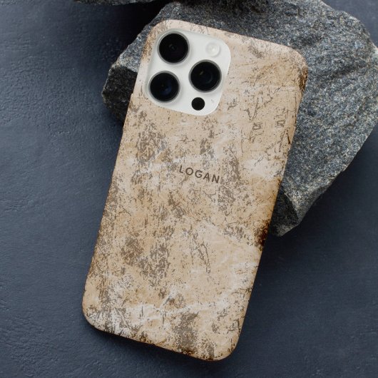 Eleganter Beige Grunge Texture Individuelle Name Case-Mate iPhone Hülle