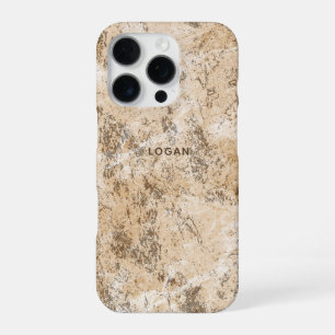 Eleganter Beige Grunge Texture Individuelle Name iPhone 16 Pro Hülle