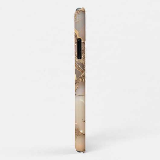 Eleganter Beige Holographic Glitzer Alcohol Ink Case-Mate iPhone Hülle (Hinten/Rechts)