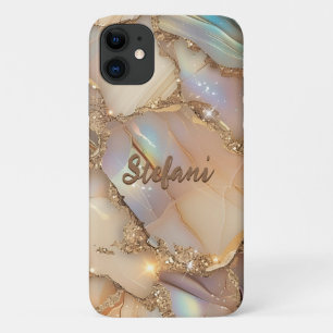 Eleganter Beige Holographic Glitzer Alcohol Ink Case-Mate iPhone Hülle