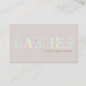 Eleganter Beige Holographic Lash Techniker Visitenkarte (Vorderseite)