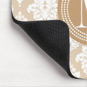 Eleganter beige Leinendamast personalisiert Mousepad (Ecke)