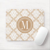 Eleganter beige Leinendamast personalisiert Mousepad (Mit Mouse)
