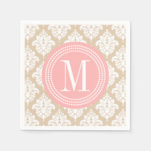 Eleganter beige Leinendamast personalisiert Serviette
