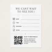 Eleganter Beige Minimal Med Spa Erinnerungs-QR-Cod (Rückseite)