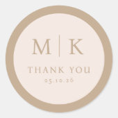 Eleganter Beige Minimalist Danke Sticker (Vorderseite)