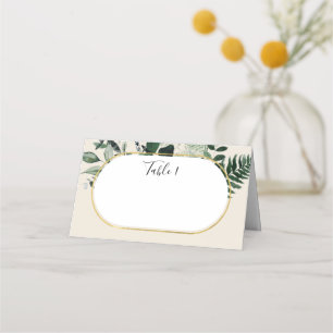 Eleganter Beige Moderner Bogen mit botanischer Veg Platzkarte