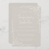 Eleganter Beige Moderner Leaf Motif Erntedank Einladung (Vorne/Hinten)