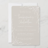 Eleganter Beige Moderner Leaf Motif Erntedank Einladung (Vorderseite)