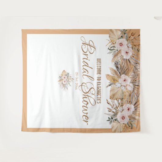 Eleganter Beige Pampas-Gras-Brautparty Wandteppich (Vorderseite (Horizontal))