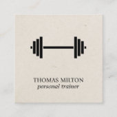 Eleganter, beige Papier schwarzer Dumbell Trainer Quadratische Visitenkarte (Vorderseite)