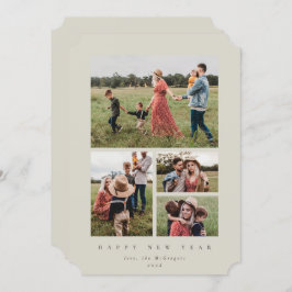 Eleganter Beige Rahmen 4 Foto Happy New Year Feiertagskarte