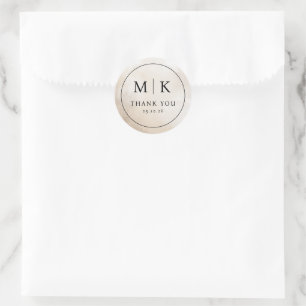 Eleganter Beige Serif Danke Aufkleber