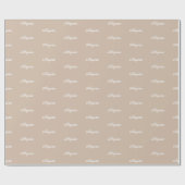 Eleganter Beige-tan-Script-individuelle Name Gebur Geschenkpapier (Flach)