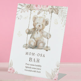 Eleganter Beige Teddy Bear Pink Mama-osa Bar Sockelschild