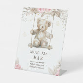 Eleganter Beige Teddy Bear Pink Mama-osa Bar Sockelschild (Vorderseite)