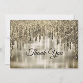 Eleganter, beige, tropfender Glitzer Dankeskarte (Vorderseite)