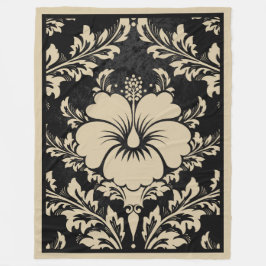 Eleganter, beige und schwarzer Damast Fleecedecke
