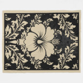 Eleganter, beige und schwarzer Damast Fleecedecke (Vorderseite (Horizontal))