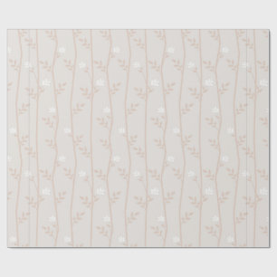 Eleganter Beige- und Weißer Botanischer Wein Geschenkpapier