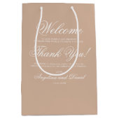 Eleganter Beige Wedding Welcome Mittlere Geschenktüte (Vorderseite)