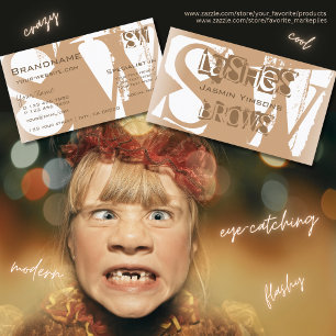 Eleganter Beige-Weiß-Chic mit Initials Stilvoll Visitenkarte