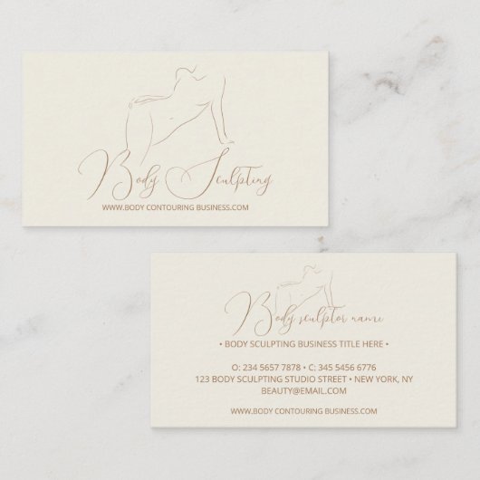 Eleganter Beige Wellness-Center Visitenkarte (Vorne/Hinten)