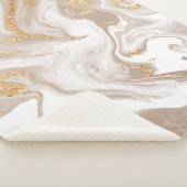 Eleganter beigefarbener Marmor mit goldenem Glitze Sherpadecke (3/4)