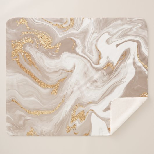 Eleganter beigefarbener Marmor mit goldenem Glitze Sherpadecke (Vorderseite (Horizontal))