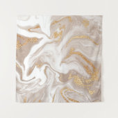 Eleganter beigefarbener Marmor mit goldenem Glitze Wandteppich (Vorderseite (Horizontal))