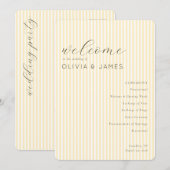 Eleganter Beiger Gestreifter Hochzeitsplan Programm (Vorne/Hinten)