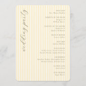 Eleganter Beiger Gestreifter Hochzeitsplan Programm (Rückseite)