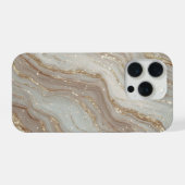 Eleganter Beiger Marmorhintergrund mit goldenem Gl iPhone Hülle (Rückseite (Horizontal))