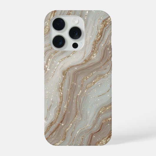 Eleganter Beiger Marmorhintergrund mit goldenem Gl iPhone Hülle (Rückseite)