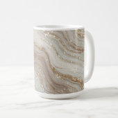 Eleganter beiger Marmorhintergrund mit goldenem Gl Kaffeetasse (VorderseiteRechts)