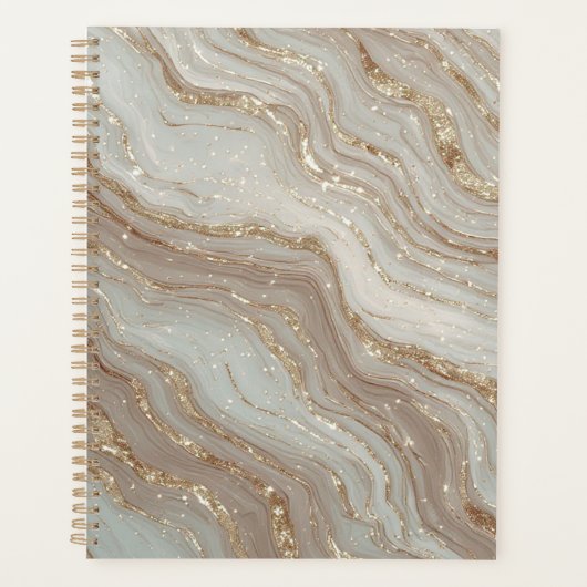 Eleganter beiger Marmorhintergrund mit goldenem Gl Planer (Vorderseite)