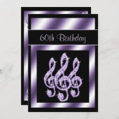 Eleganter, beleidigender Lilac Treble Clefs 60. Ge Einladung (Vorne/Hinten)