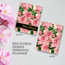 Eleganter, benutzerdefinierbarer Name Red Floral P