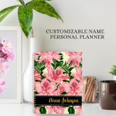 Eleganter, benutzerdefinierbarer Name Red Floral P Planer