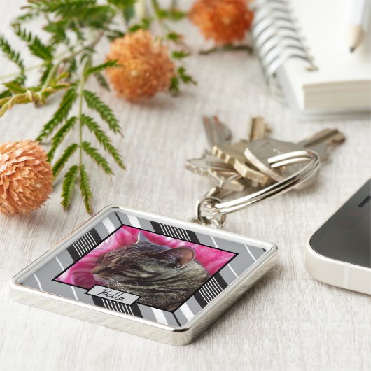 Eleganter benutzerdefinierter Cat-Foto-Schlüsselan Schlüsselanhänger (Seite)