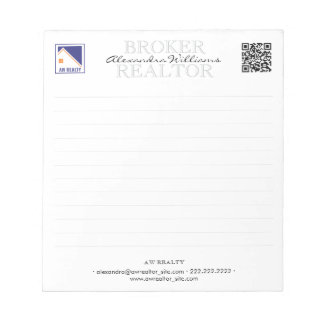 Eleganter benutzerdefinierter Makler-Logo-QR-Code- Notizblock