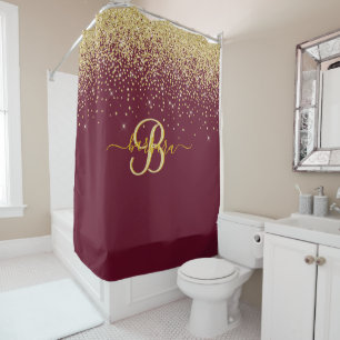Eleganter, benutzerdefinierter Monogram Red Gold S Duschvorhang
