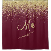 Eleganter, benutzerdefinierter Monogram Red Gold S Duschvorhang (Vorderseite)