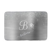 Eleganter benutzerdefinierter Monogram-Silver-Spar Badematte (Vorderseite)