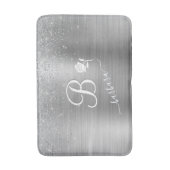 Eleganter benutzerdefinierter Monogram-Silver-Spar Badematte (Vorderseite Vertikal)