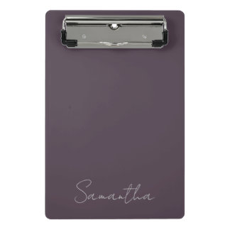 Eleganter benutzerdefinierter Name Lila Braungrau Mini Klemmbrett